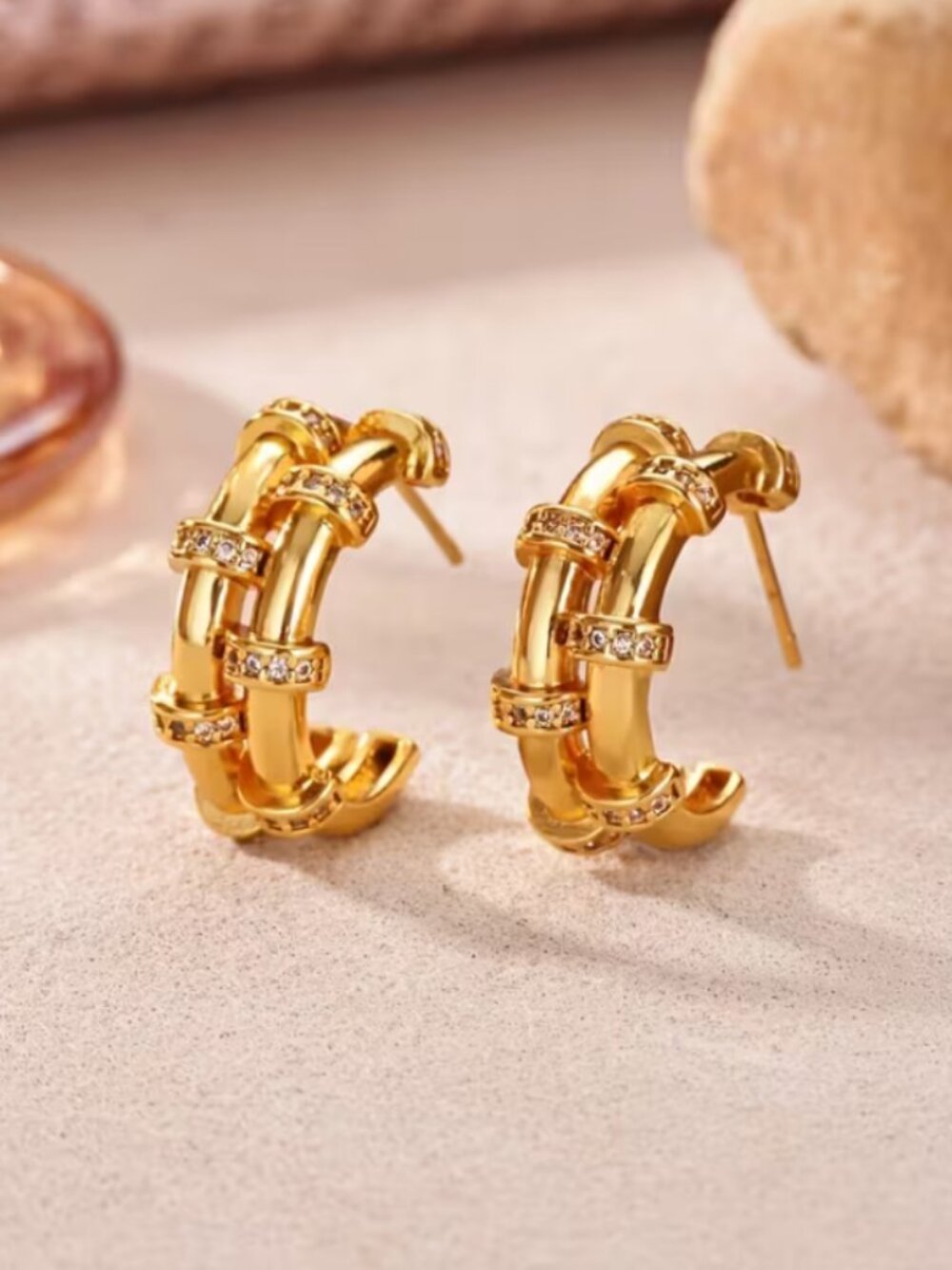 18K Gold Womens 2ct Diamond Semi Hoop Earrings Ladies New 18 K Silver Jewelry